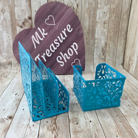 Desk Organizers Blue Metal File Holder - Picture 8 of 8